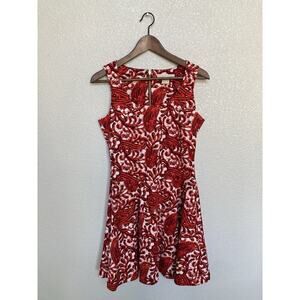 NWOT Michael Kors red white A-line mini dress size 6P sleeveless gold zipper